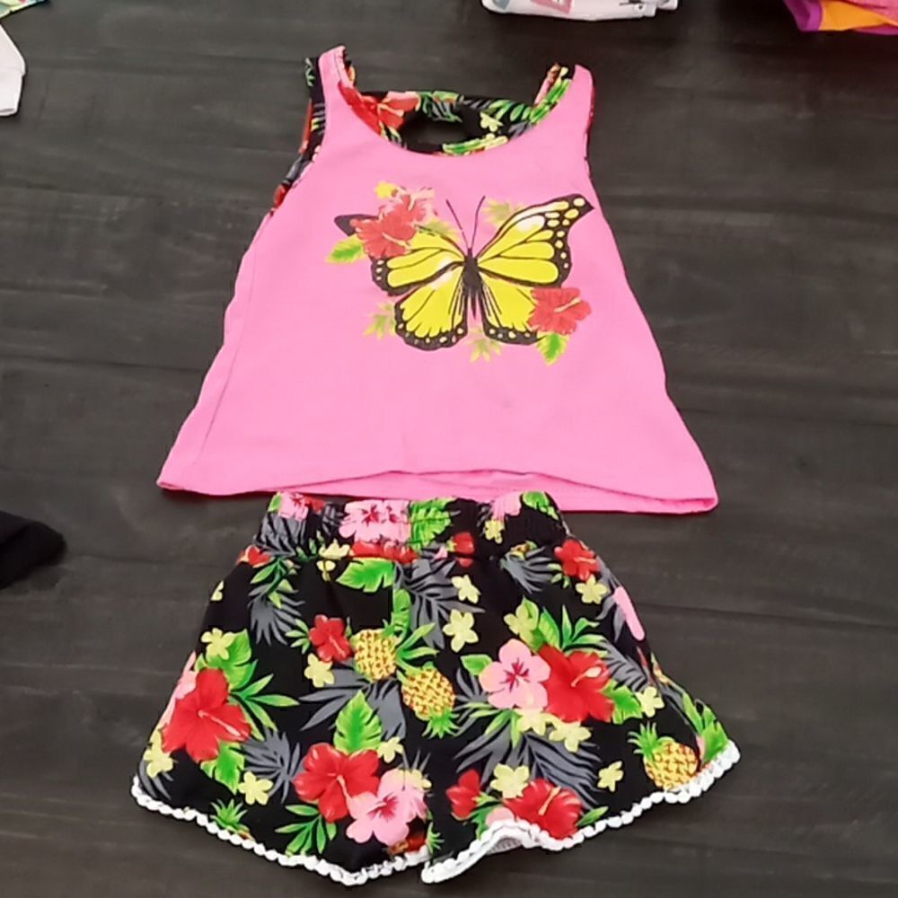 Pink on pink 3T butterfly set